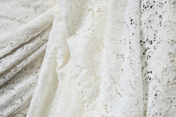 Obraz premium Wedding dress lace material background image. 