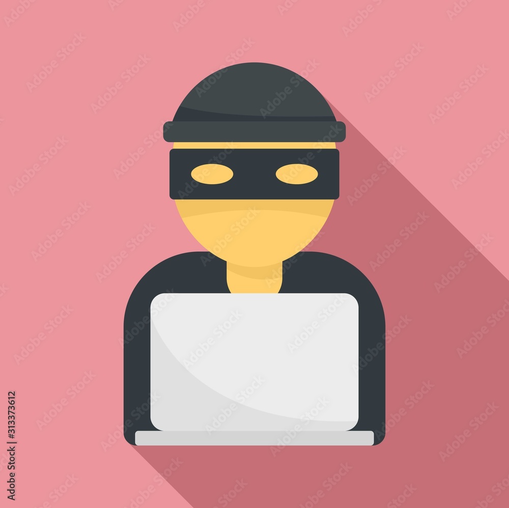 Poster hacker icon. flat illustration of hacker vector icon for web design