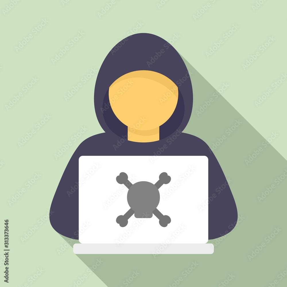 Poster criminal hacker icon. flat illustration of criminal hacker vector icon for web design