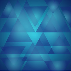 Fototapeta premium Geometric blue background, triangles pattern, shiny design. 
