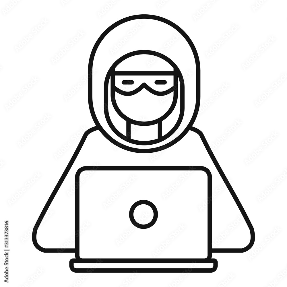 Poster hacker man icon. outline hacker man vector icon for web design isolated on white background