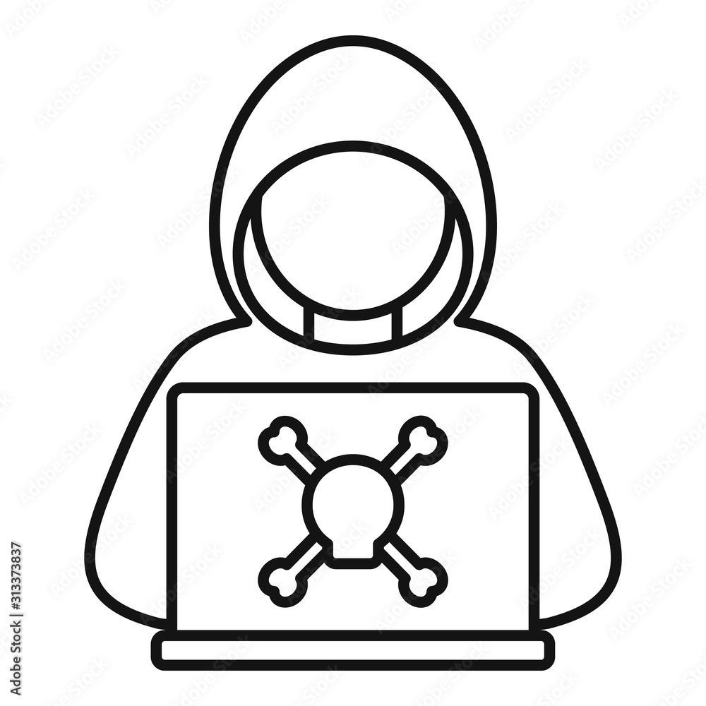 Poster criminal hacker icon. outline criminal hacker vector icon for web design isolated on white backgroun