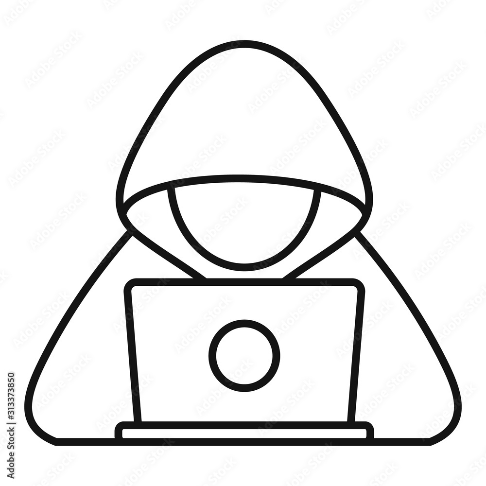 Poster cyber hacker icon. outline cyber hacker vector icon for web design isolated on white background