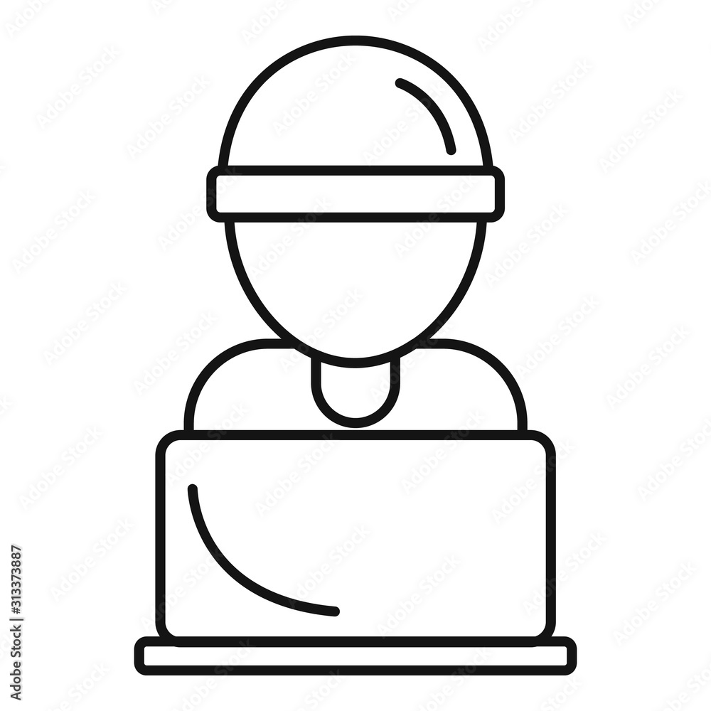Poster hacker laptop icon. outline hacker laptop vector icon for web design isolated on white background