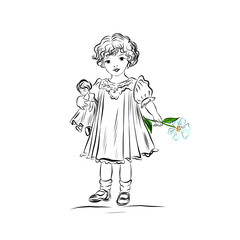 Vintage baby, children lifestyle, graphic line man, kid's silhouette, young people