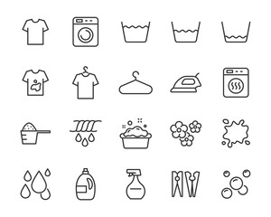 set of laundry icons, cleaning, washer, housework, service