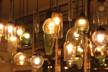 Different kind and size of bulbs for illumination in a luxury place