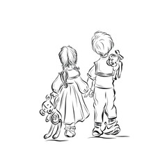 Vintage baby, children lifestyle, graphic line man, kid's silhouette, young people