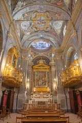 Fototapeta na wymiar PARMA, ITALY - APRIL 17, 2018: The nave of baroque church Chiesa di Santa Lucia with the frescoes by Alessandro Baratta from 17. cent.