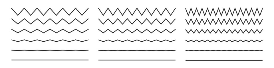 Naklejka premium Wave line and wavy zigzag pattern lines. Vector black underlines, smooth end squiggly horizontal curvy squiggles