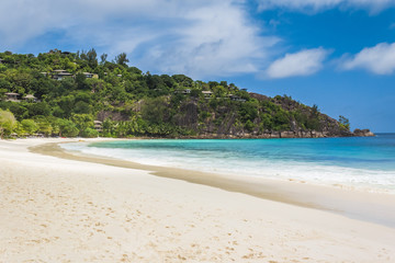 Fototapeta na wymiar Petite Anse on Mahe, Seychelles. Paradise beach on island Mahe.