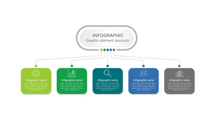 Flat Infographics 5 process flow design vector and marketing can be used for workflow layout, diagram, annual report presentation and timeline.