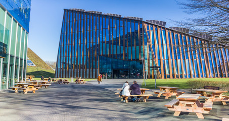 Panorama of modern architecture of the Zernike campus in Groningen, Netherlands