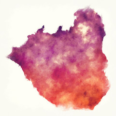 Exclusion Zone region watercolor map of Montserrat