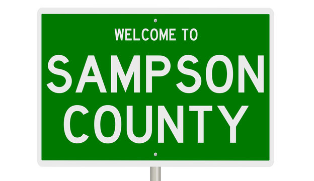 Rendering Of A Green 3d Highway Sign For Sampson County