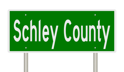 Rendering of a green 3d highway sign for Schley County