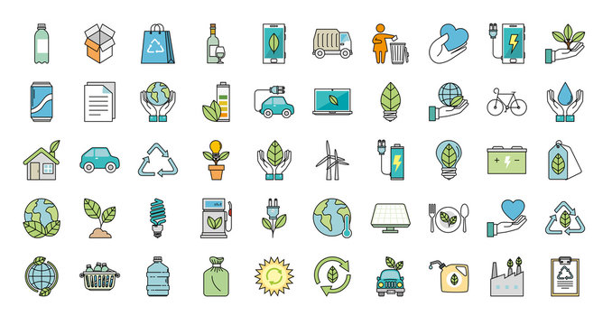 bundle of ecology friendly set icons vector illustration design