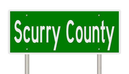 Rendering of a green 3d highway sign for Scurry County