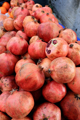Fresh, red pomegranates on a market in Istanbul, Turkey