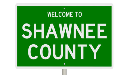 Rendering of a green 3d highway sign for Shawnee County