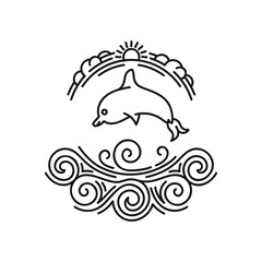 Vignette in vintage style. Line art on white background.