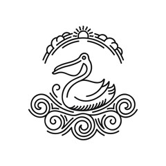 Vignette in vintage style. Line art on white background.