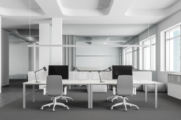 Contemporary white open space office interior