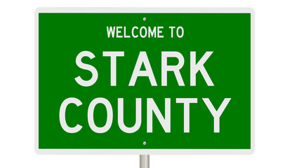 Rendering of a green 3d highway sign for Stark County