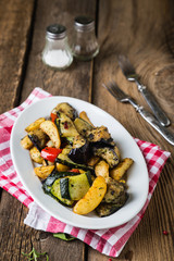 Fried vegetables on a plate