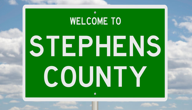 Rendering Of A Green 3d Highway Sign For Stephens County