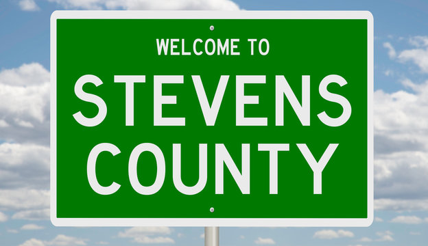 Rendering Of A Green 3d Highway Sign For Stevens County