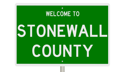 Rendering of a green 3d highway sign for Stonewall County