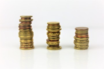 stack of coins isolated on white background