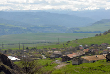 Mountainous landscape. View from Surb Hovhannes Monastery in Ardvi village. Lori Region, Armenia.