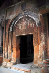 Fototapeta na wymiar Interior of Surb Sion church in Saghmosavank Monastery (13h centuries). Saghmosavank village, Aragatsotn Region, Armenia.