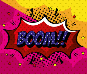 boom expression sign pop art style vector illustration design