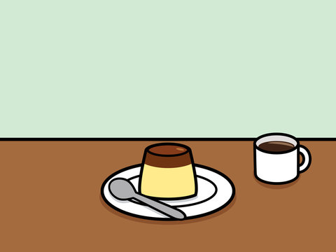pudding and coffee on table clip art preview
