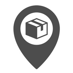 Point of delivery vector icon isolated on white background. Pointer with package box stock vector illustration for web, mobile app and ui design. Shipping and delivery business design concept