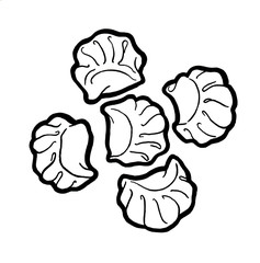 Dim sum. Black and white linear graphic. Ink hand drawing. Asian food. Chinese cuisine. Hand drawn...