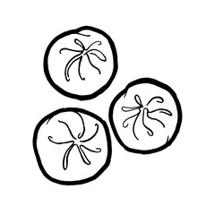 Dim sum. Black and white linear graphic. Ink hand drawing. Asian food. Chinese cuisine. Hand drawn...