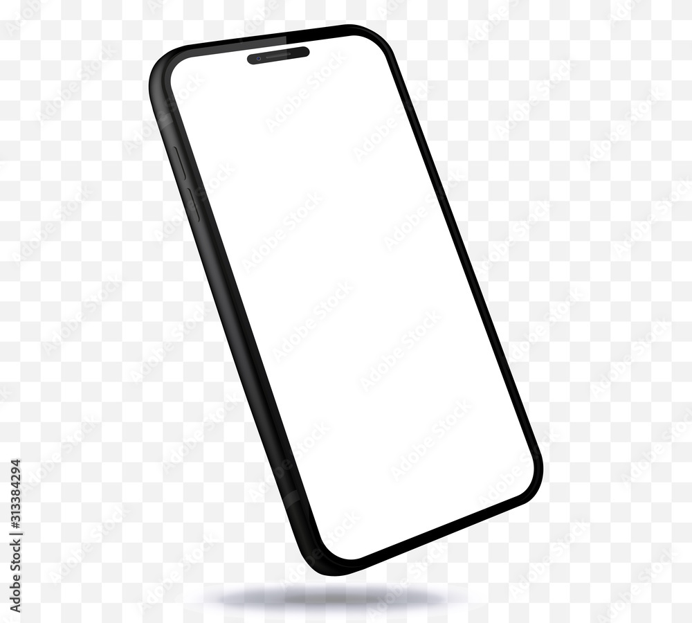 Poster mobile phone new and black design concept. vector smartphone mockup with perspective view. isolated 