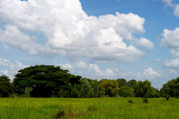 Blue sky and clouds, beautiful nature in winter