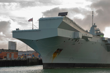 The ski-jump on a Royal Navy Queen Elizabeth class aircraft carrier