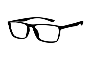 Modern stylish eye black glasses isolated on white background vector. Perfect for backgrounds, backdrop, icon, sign, symbol, sticker, label, poster, wallpaper etc.