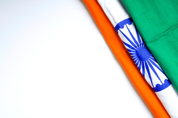 Concept for Indian Independence day and republic day, tricolor indian flag on white background 