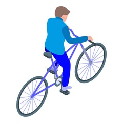 Boy ride bike icon. Isometric of boy ride bike vector icon for web design isolated on white background