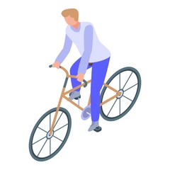 Father ride bicycle icon. Isometric of father ride bicycle vector icon for web design isolated on white background