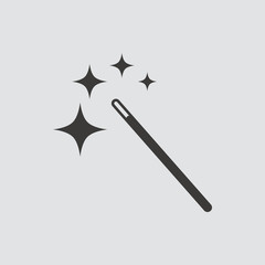 Magic wand icon isolated of flat style. Vector illustration.