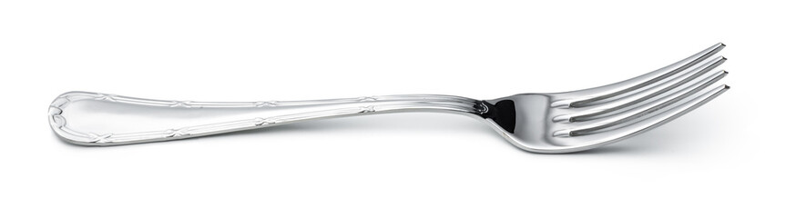 Stainless steel fork isolated on white background