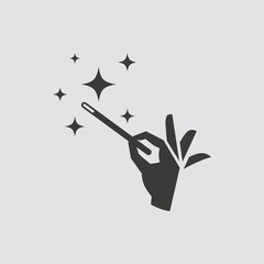 Magic wand icon isolated of flat style. Vector illustration.